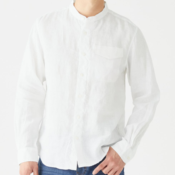 long sleeve mandarin collar shirt