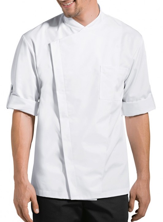Whites Chefs Jacket Apparel Boston Unisex Short Sleeve Jacket White & Black Top 