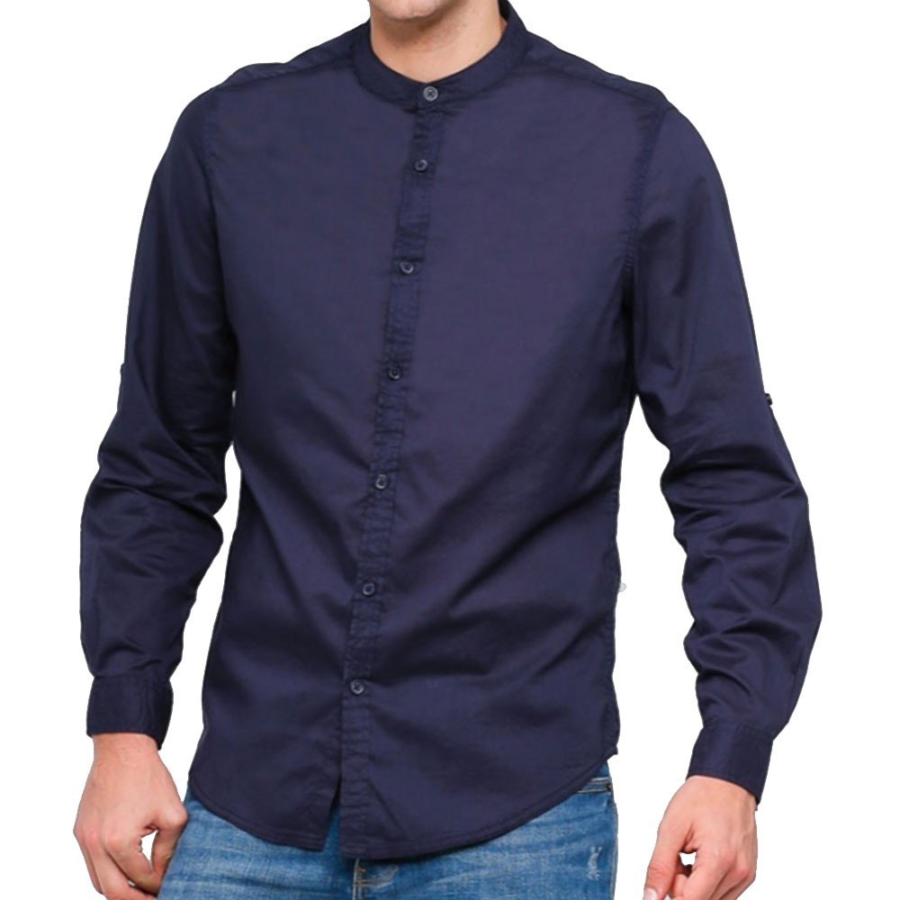 Long Sleeve Mandarin Collar Shirt by YH 